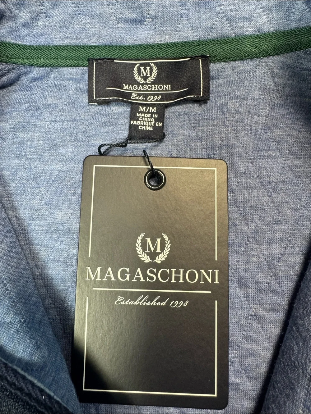NWT New Magaschoni Blue Quilted Half-Zip Sweater Size M
